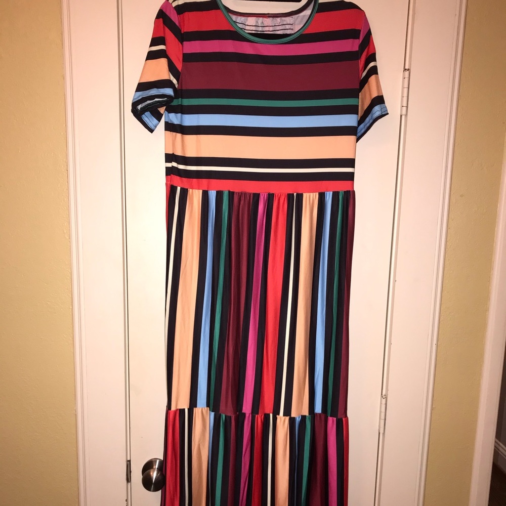 Colorful striped maxi dress -NWOT